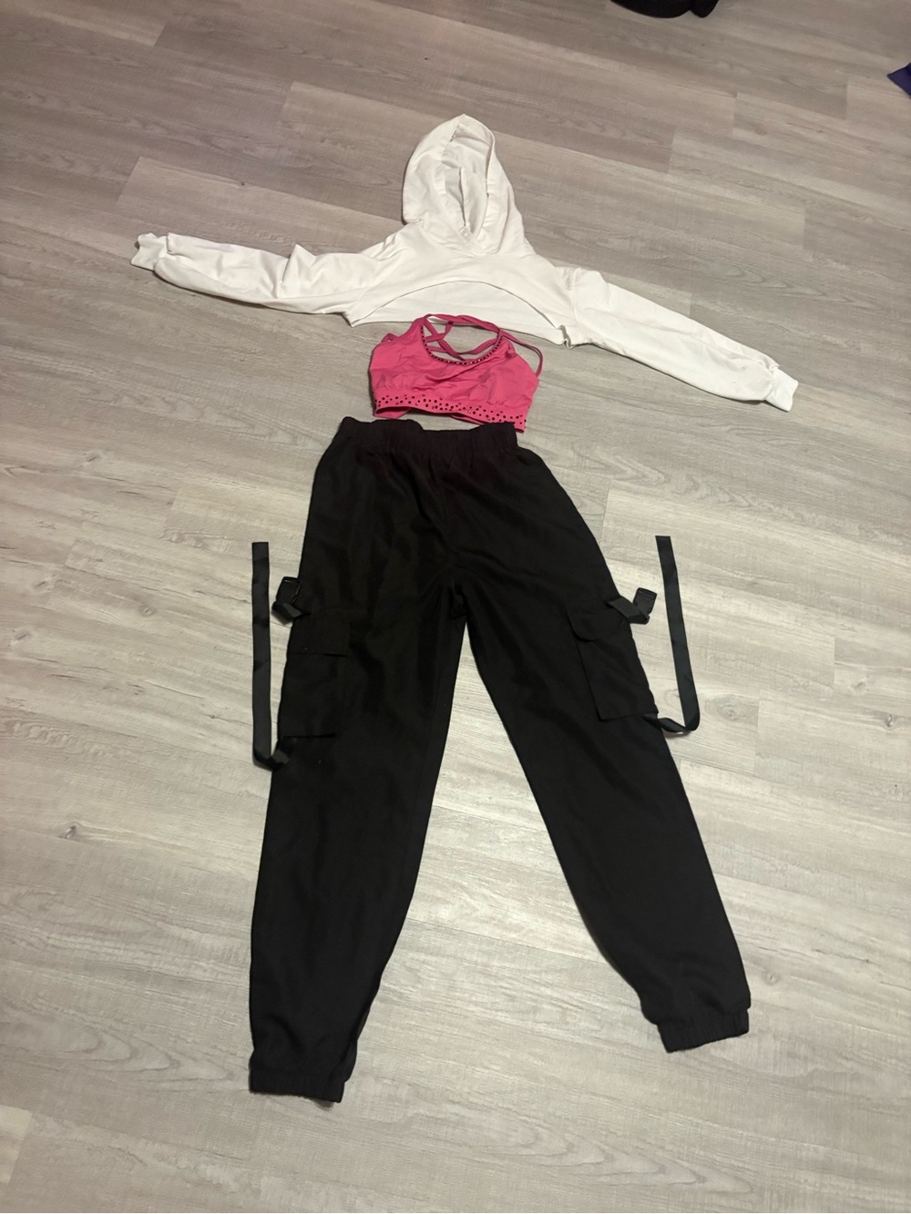 Women's Black Cargo Joggers with Utility Straps